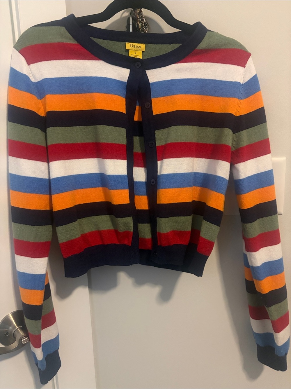 Multicolor Striped Cropped Cardigan